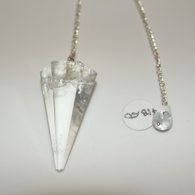 Clear Quartz (hexagonal) Pendulum with Clear Bead Charm