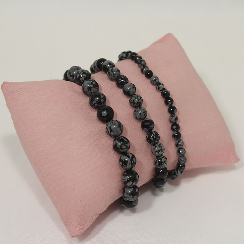 Obsidian-Snowflake Stretchy Bracelet