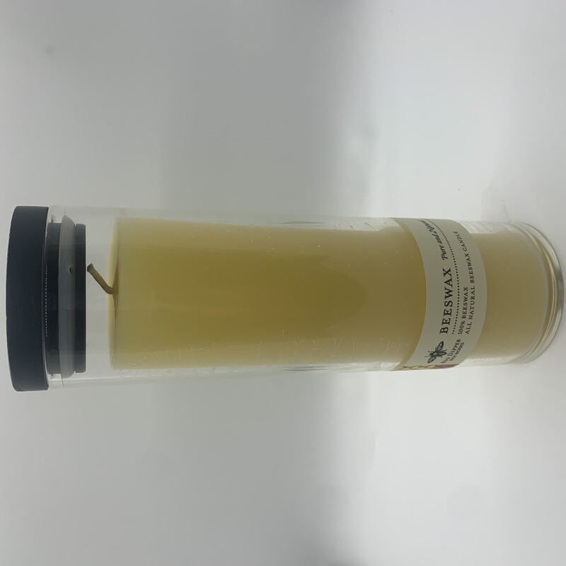 Beeswax Tall Candle in Glass w/Lid